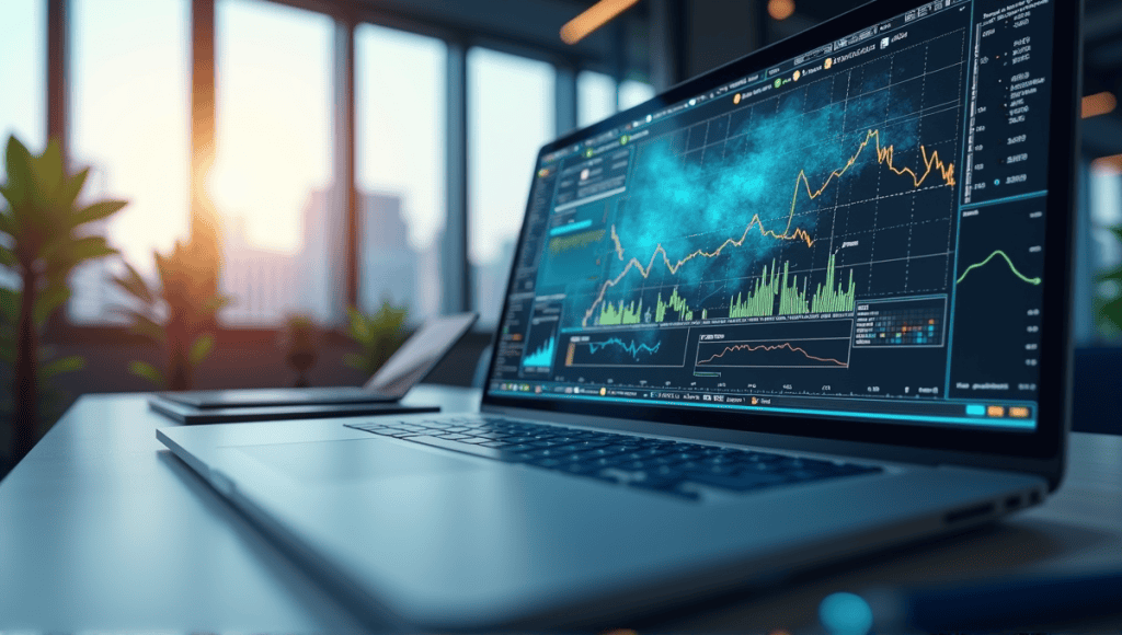 Graphs and charts illustrating advanced regression techniques in a modern office environment.