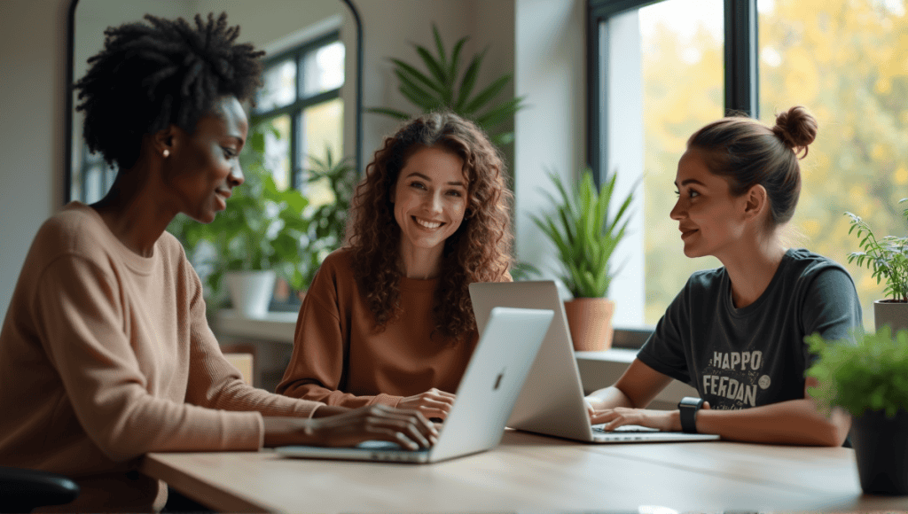 Group of professionals engaged in a virtual meeting from their home offices.