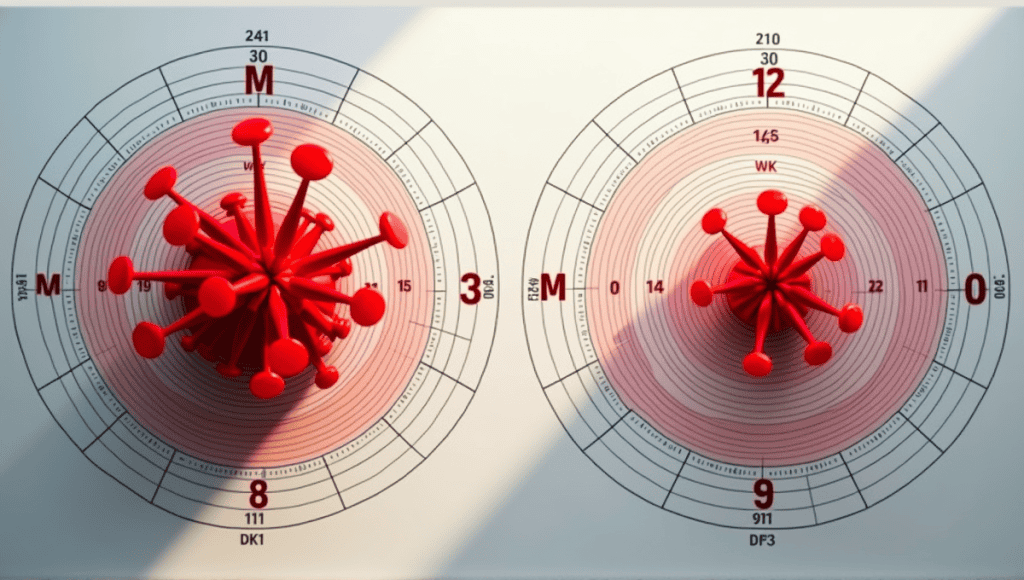 Two target diagrams displaying accuracy with center-clustered darts and precision with off-center grouped darts.