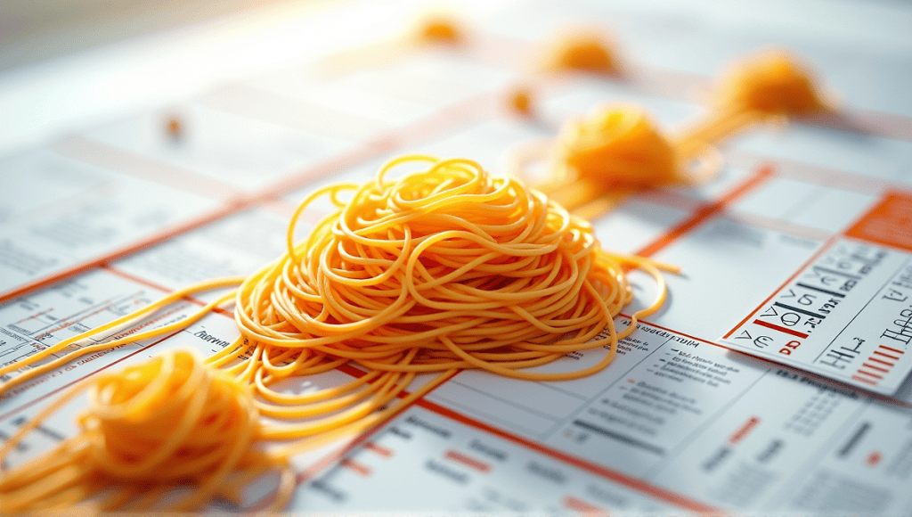 Detailed spaghetti diagram displaying clear layout mapping and distinct movement paths.