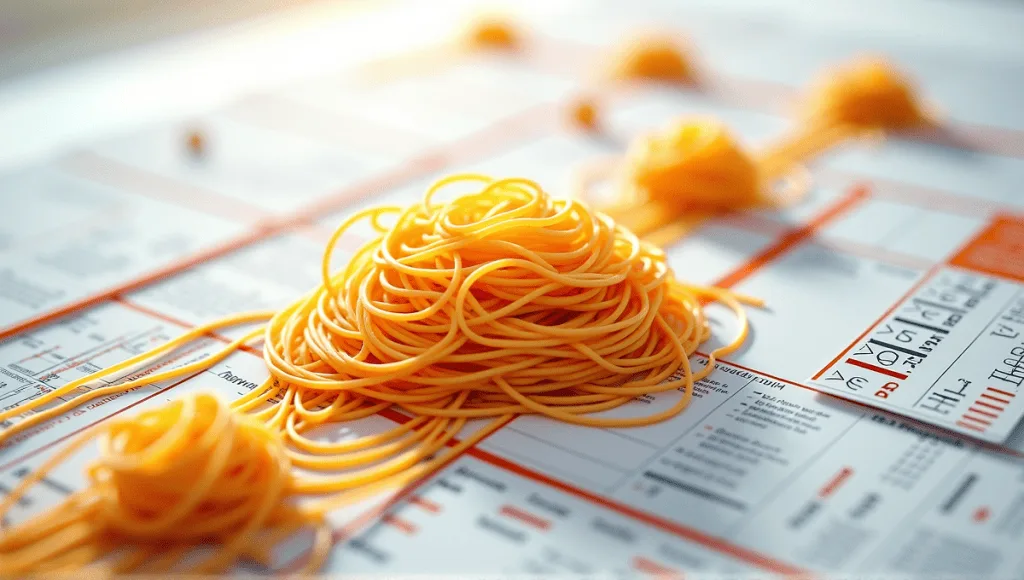 Detailed spaghetti diagram displaying clear layout mapping and distinct movement paths.